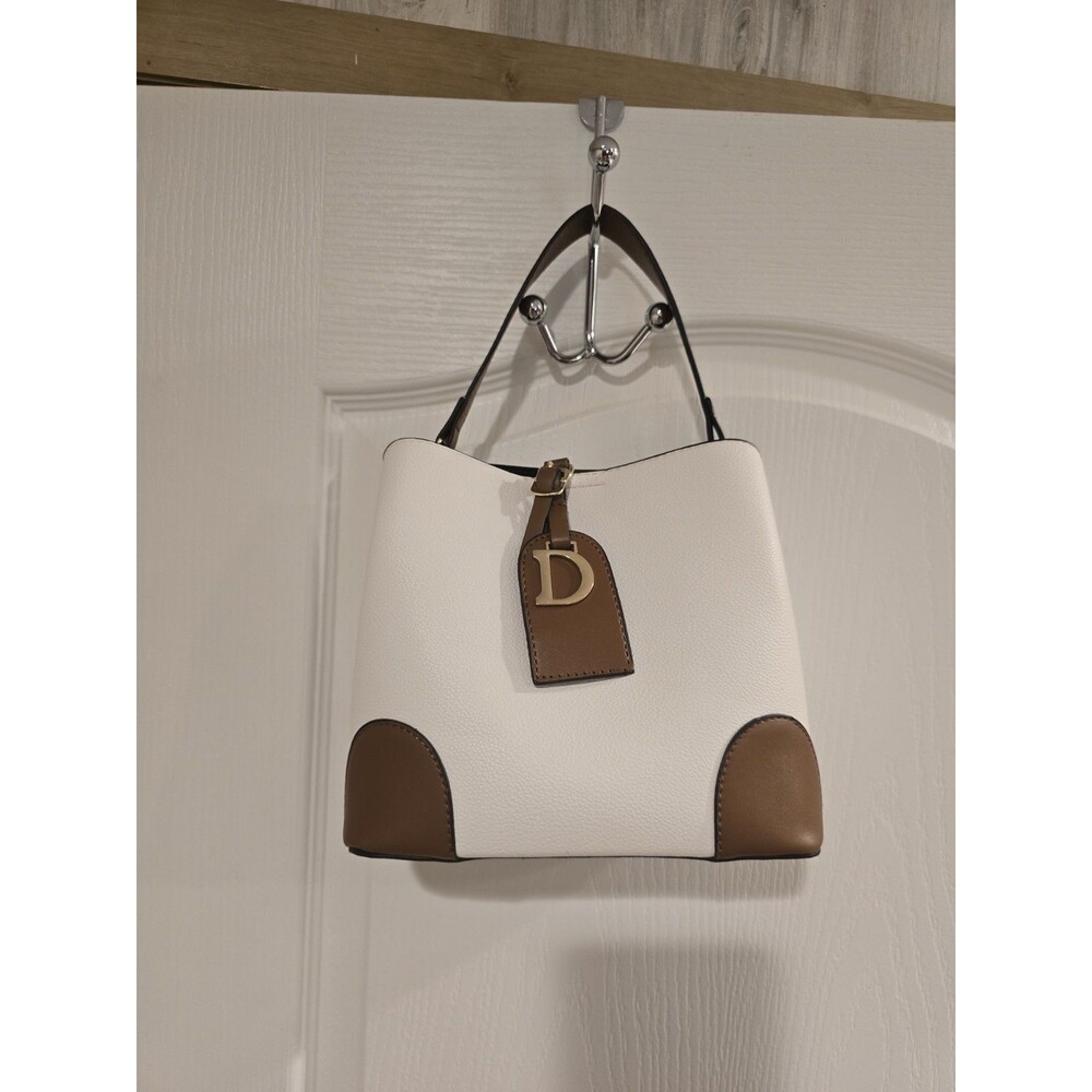 D'Orsay Women's Leather Hand Bag Tan and White From Inaya Collection - Picture 1 of 5